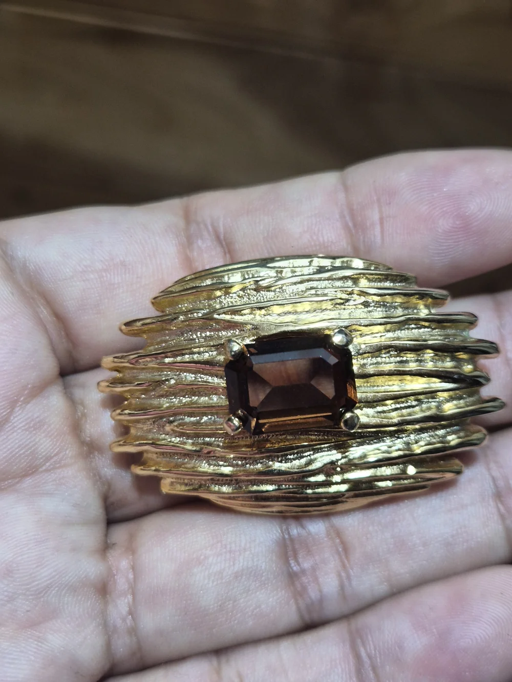 Liz Claiborne Gold-Tone Chain  Pendant with Brown Gem